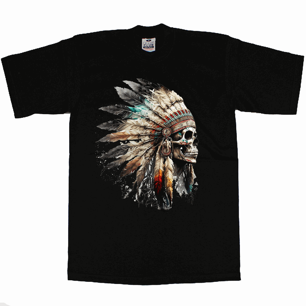 Native skull BB11 printed on heavyweight 100% cotton Pro Club Big and Tall T-shirt