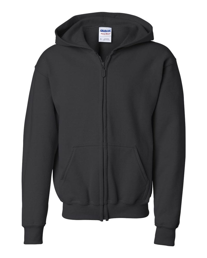 Gildan Plain Black Zipper Fleece Hoodie image 0