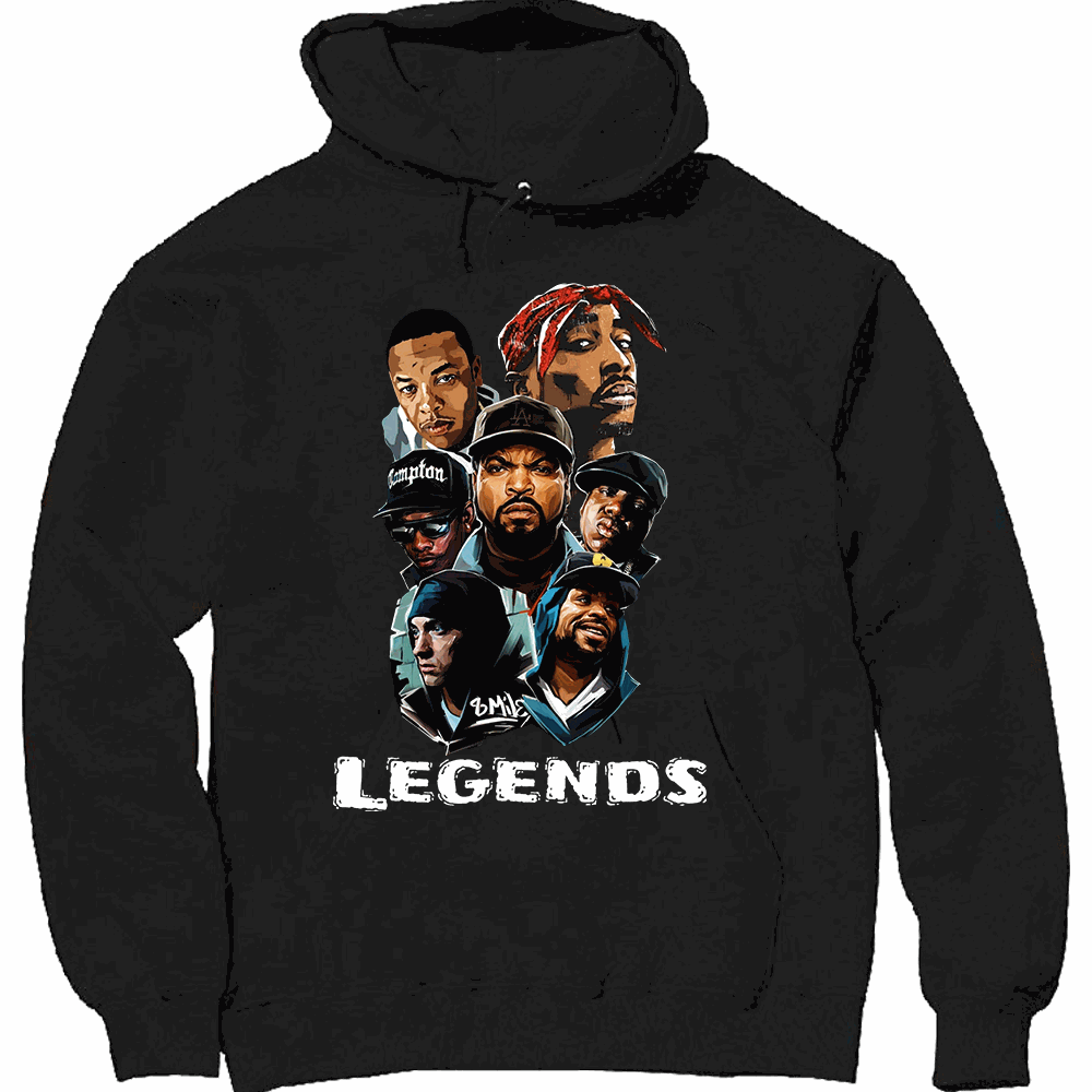 HIP HOP LEGENDS V18 heavyweight pullover fleece hoodie with lined hood and pouch pocket