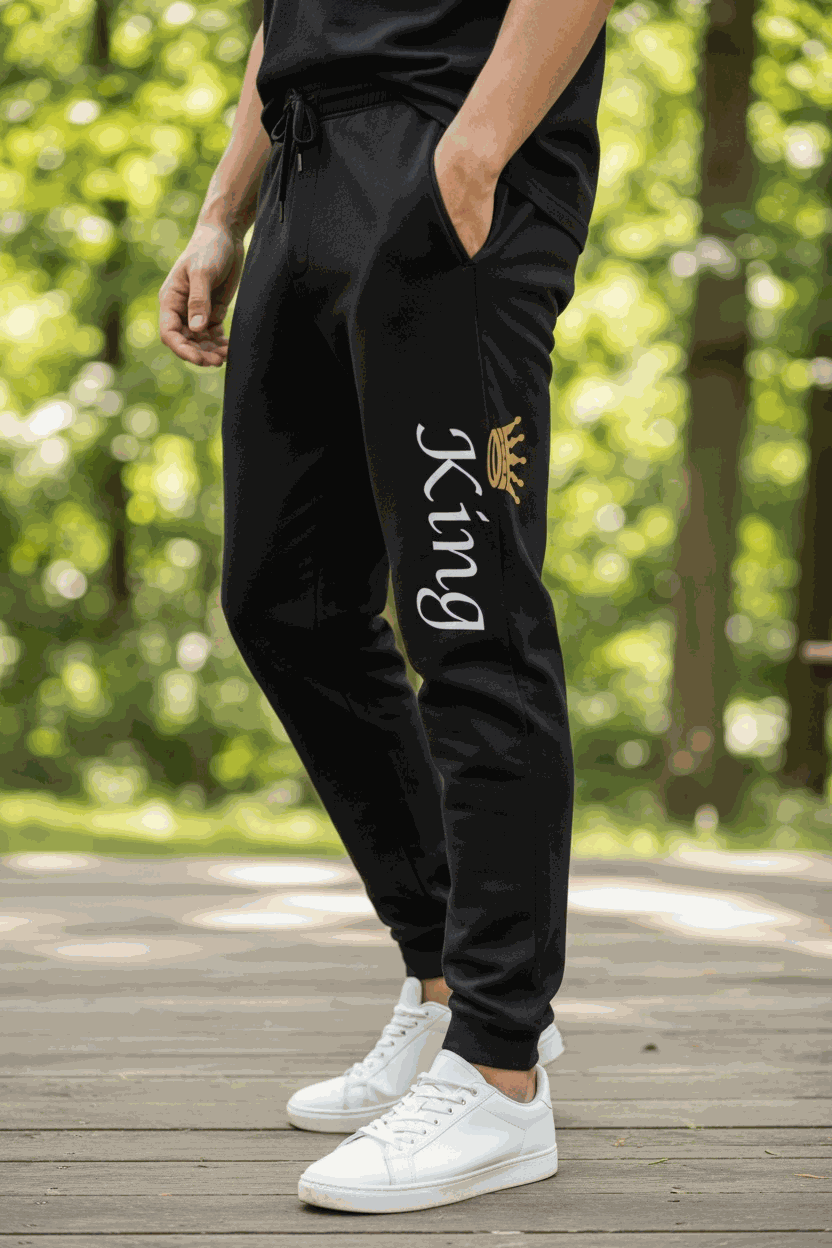 King jogger modern fit lightweight fleece pants with contrast drawcord and pockets