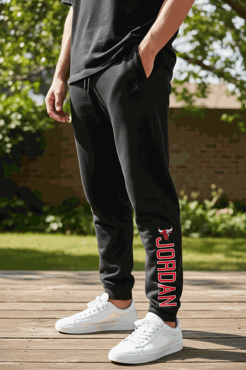 Jordan 23 jogger in lightweight cotton/polyester fleece with contrast drawcord and side pockets