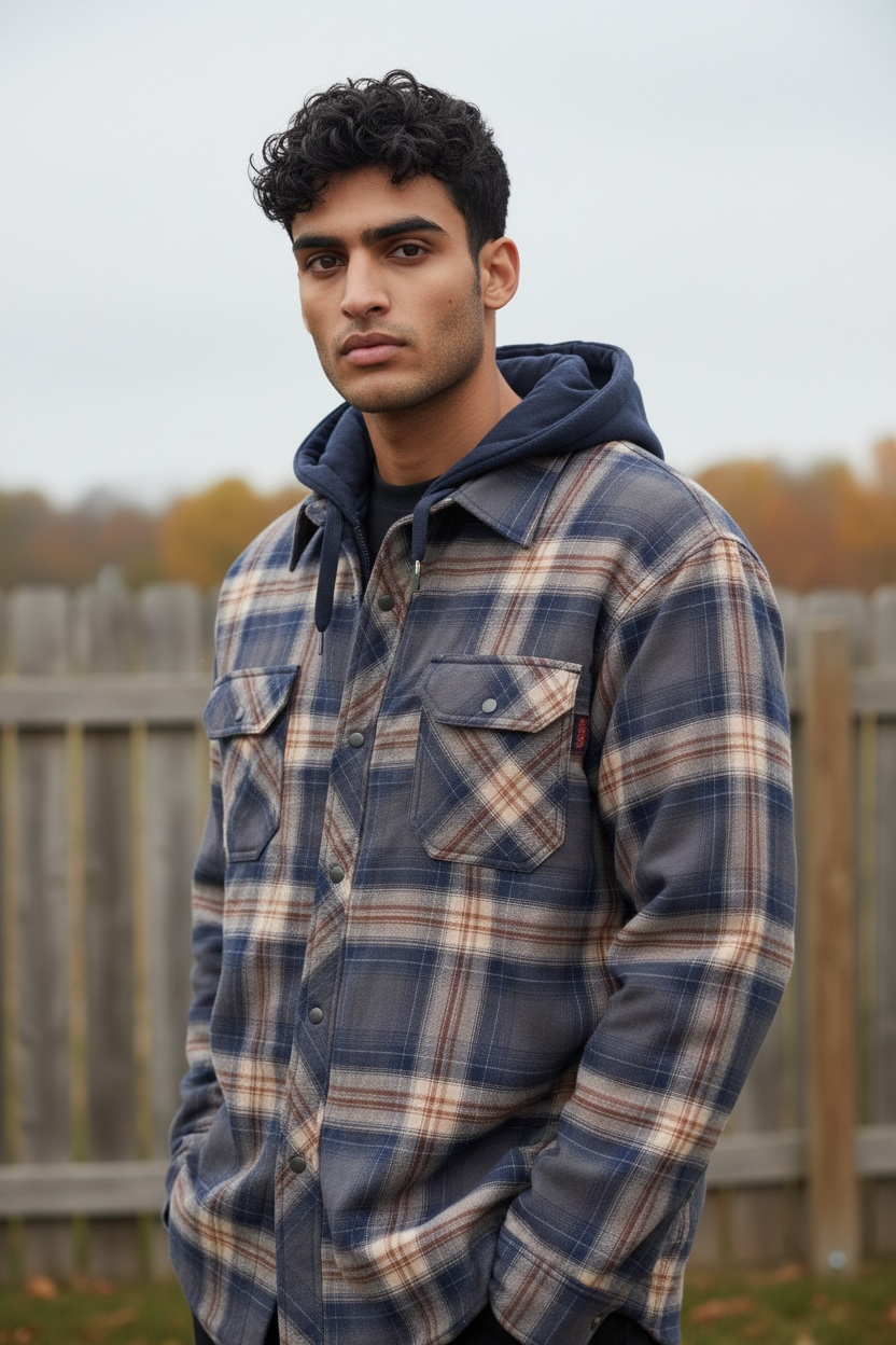 WS06 - Quilt-Lined Hooded Flannel Jac-Shirt