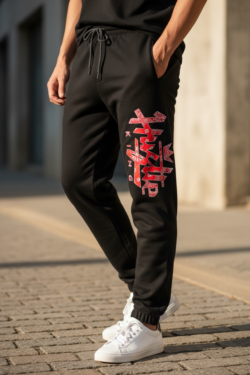 Hustle king red bandana jogger