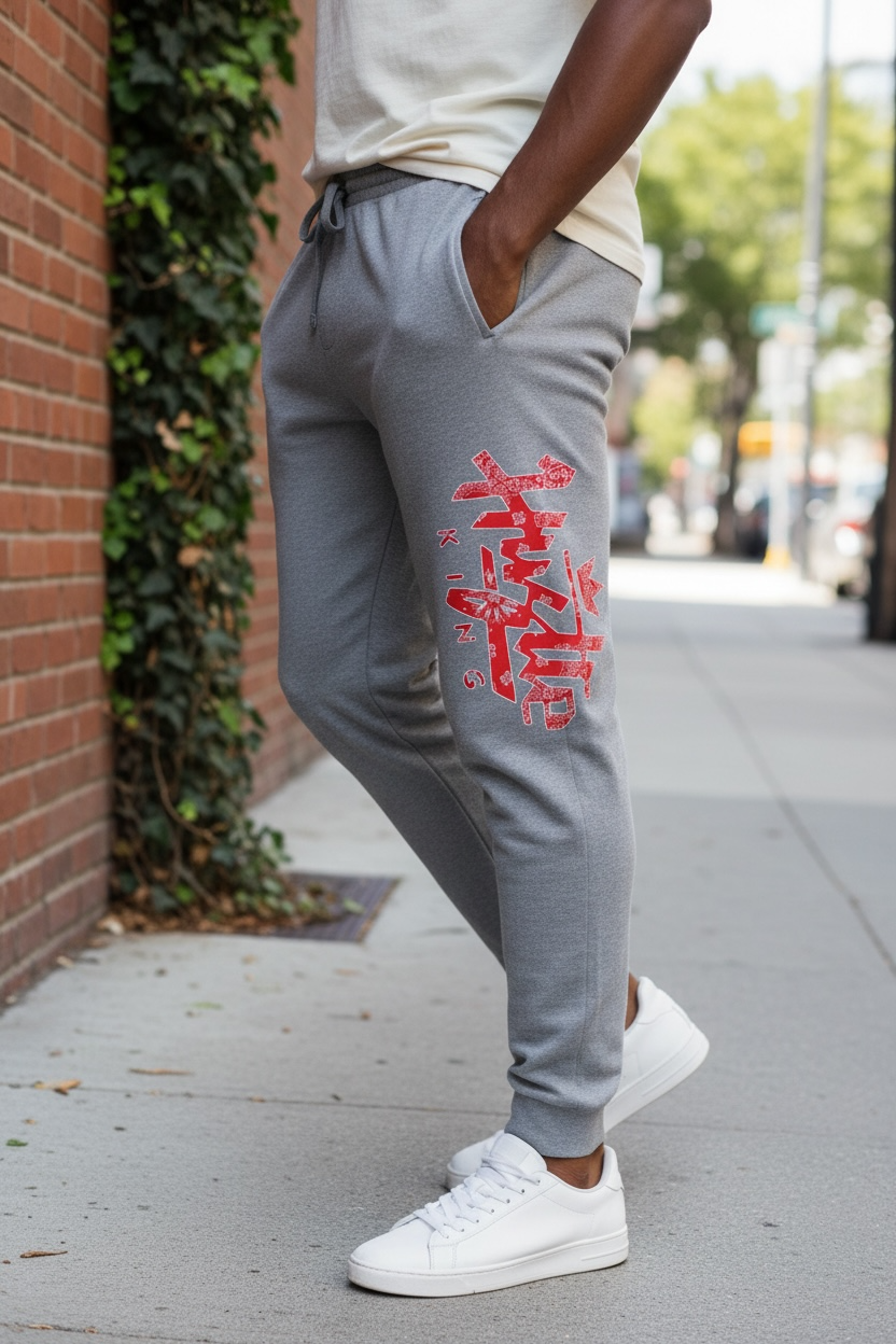 Hustle king red bandana jogger