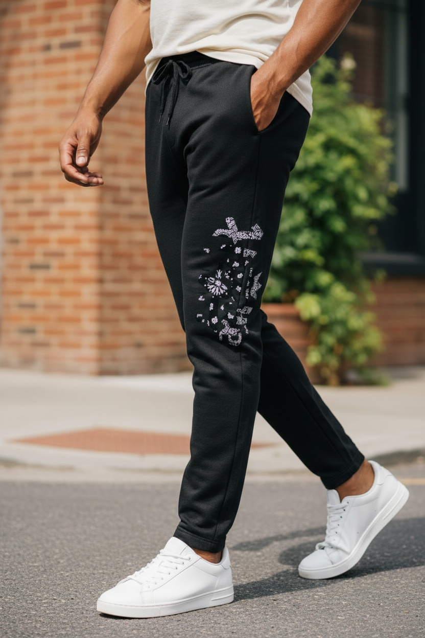 Hustle king black bandana jogger