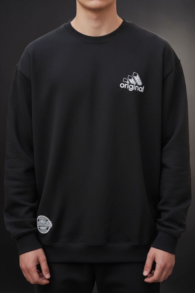 3 Feather embroidery crewneck