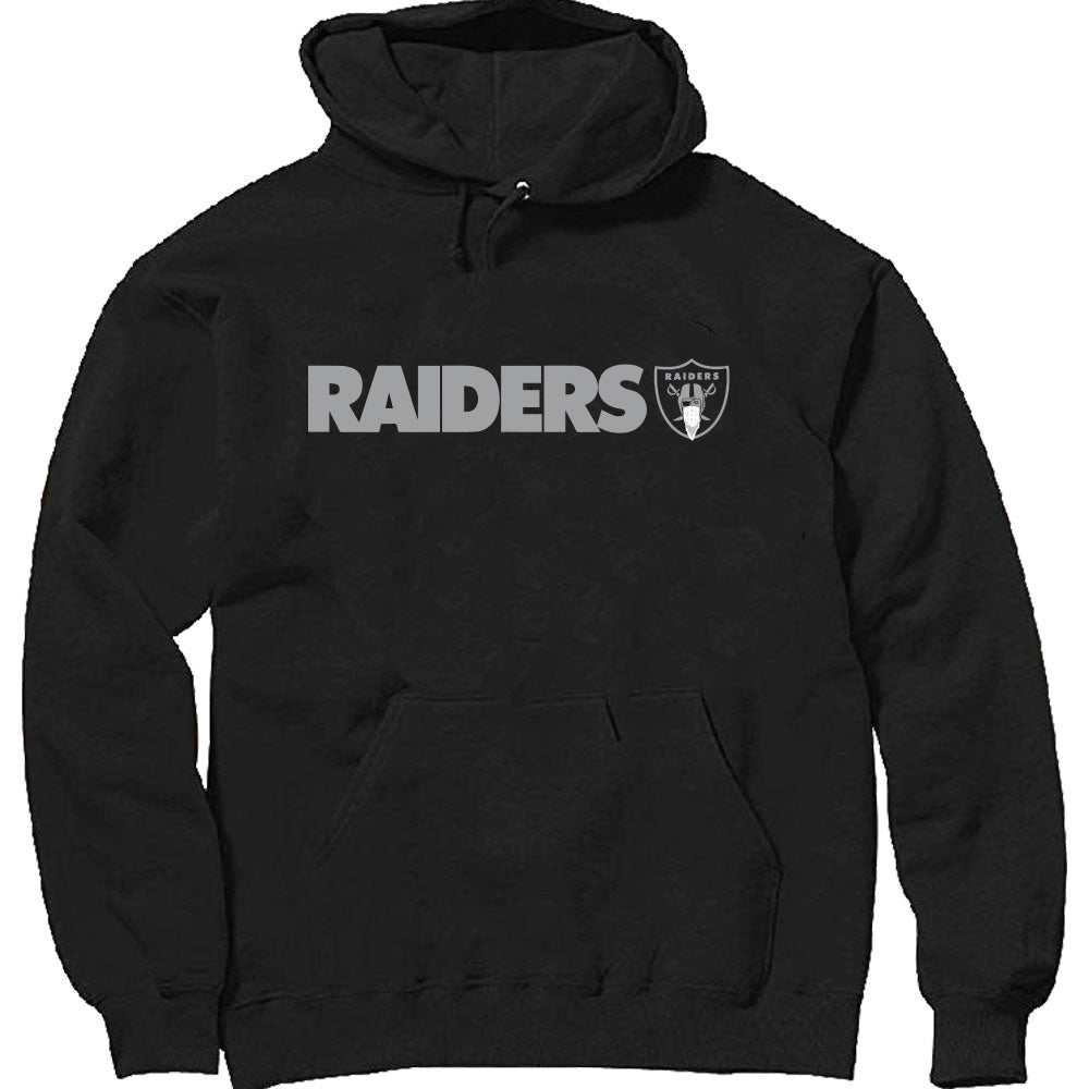 Black RAIDER classic pullover hoodie with lined hood and pouch pocket, 9.5 oz heavyweight fleece, unisex M-5XL