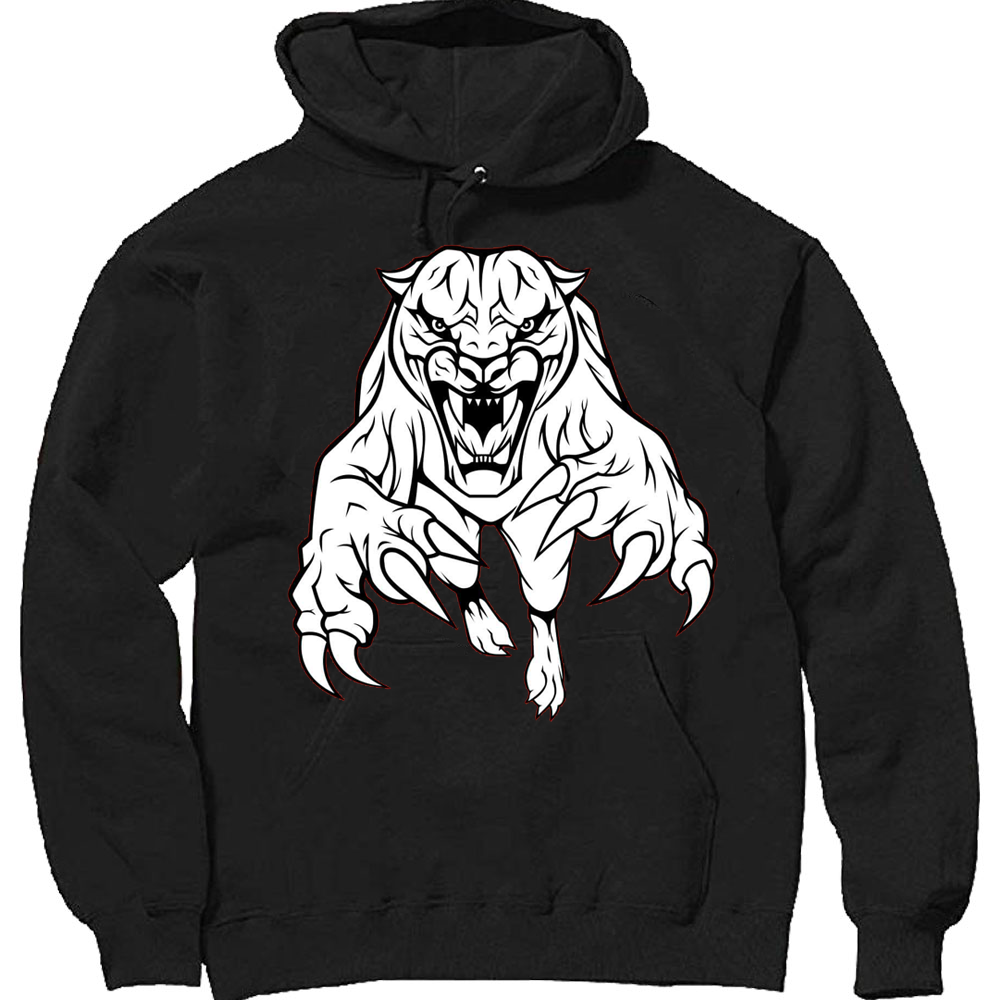 Fearless animal graphic on heavyweight pullover hoodie with lined hood and pouch pocket