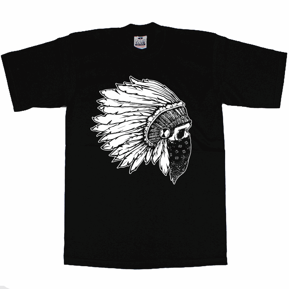 Black skull bandana on premium heavyweight cotton t-shirt