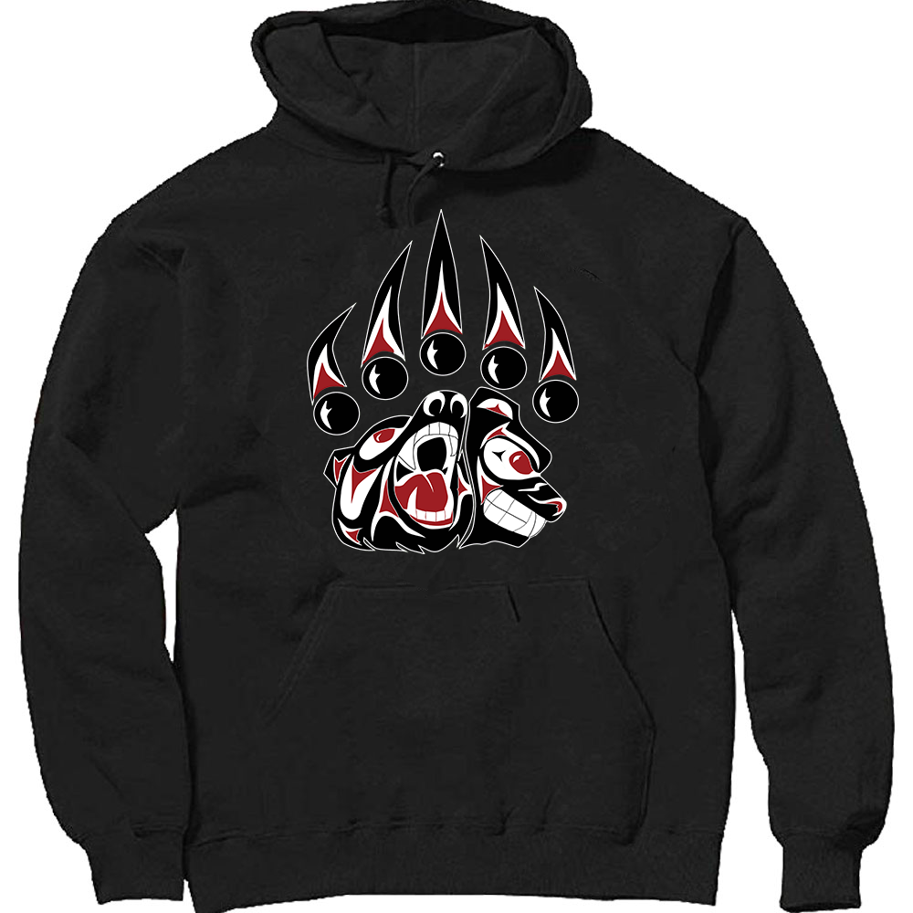 bear paw red black hoodie
