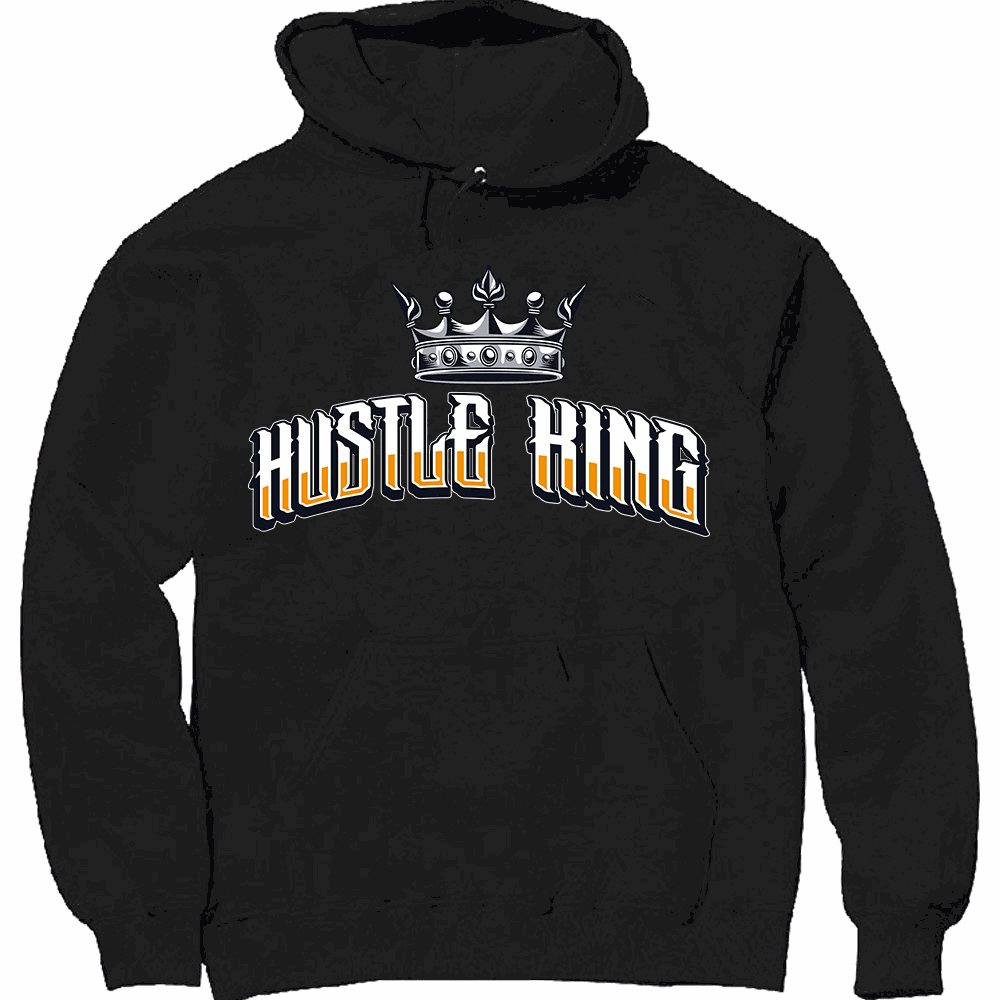 HUSTLE KING BB11 heavyweight classic pullover hoodie with fleece, lined hood, and pouch pocket