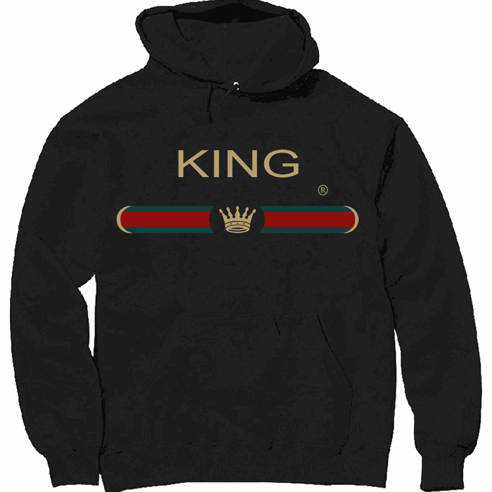 GUCCI KING classic heavyweight unisex pullover hoodie with fleece lining and pouch pocket