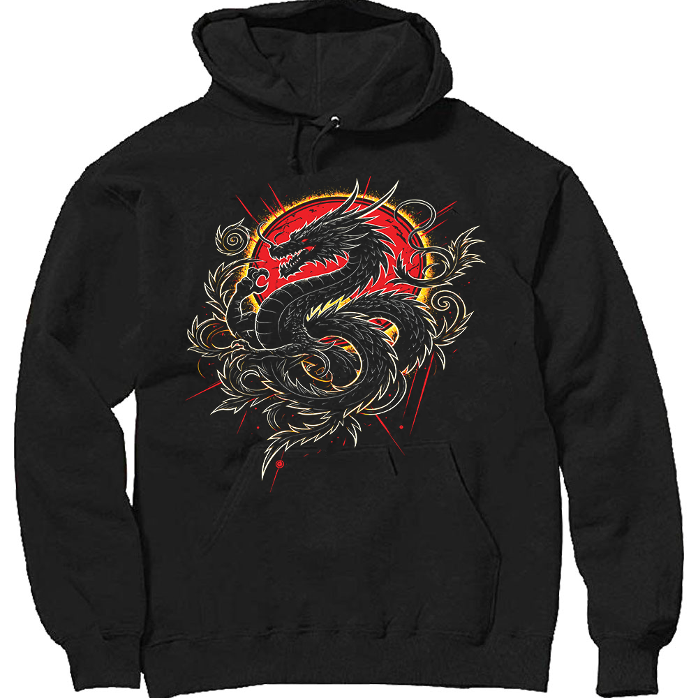 DRAGON WITH RED SUN