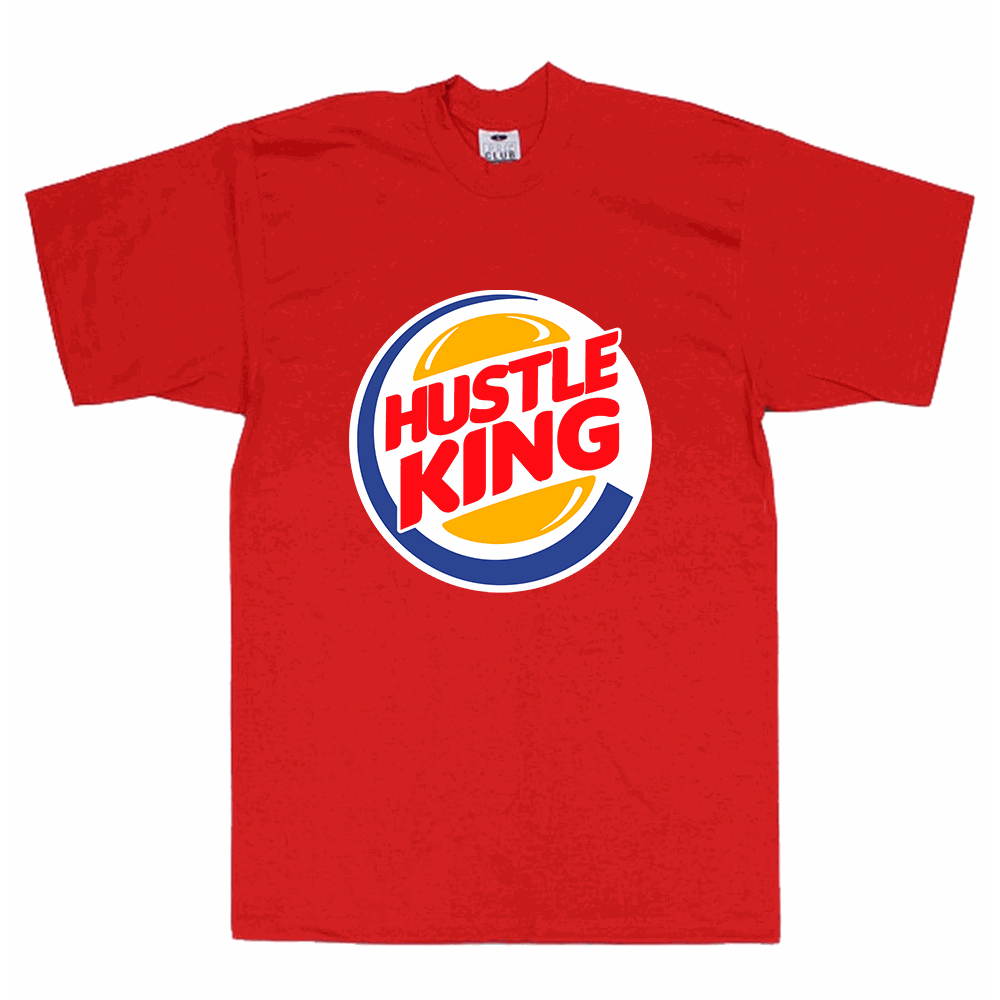 HUSTLE KING BUR Big and Tall 100% Cotton Pro Club Heavy Weight T-Shirt