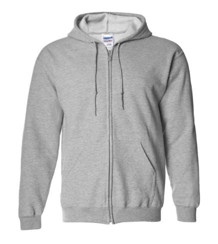 Gildan Plain Light Grey Zipper Fleece Hoodie image 0